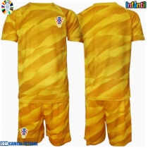 Camisa de Futebol Croácia Goleiro Equipamento Principal Infantil Europeu 2024 Manga Curta (+ Calças curtas)
